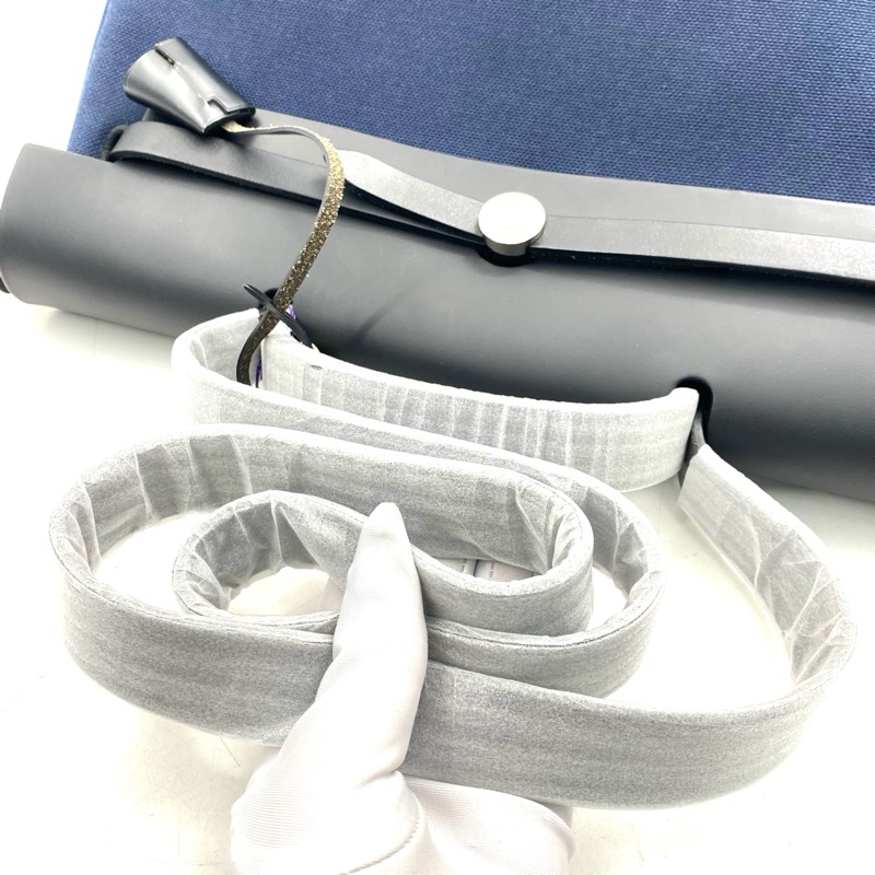 Hermes 愛馬仕herbag 藍色帆布拼皮-4