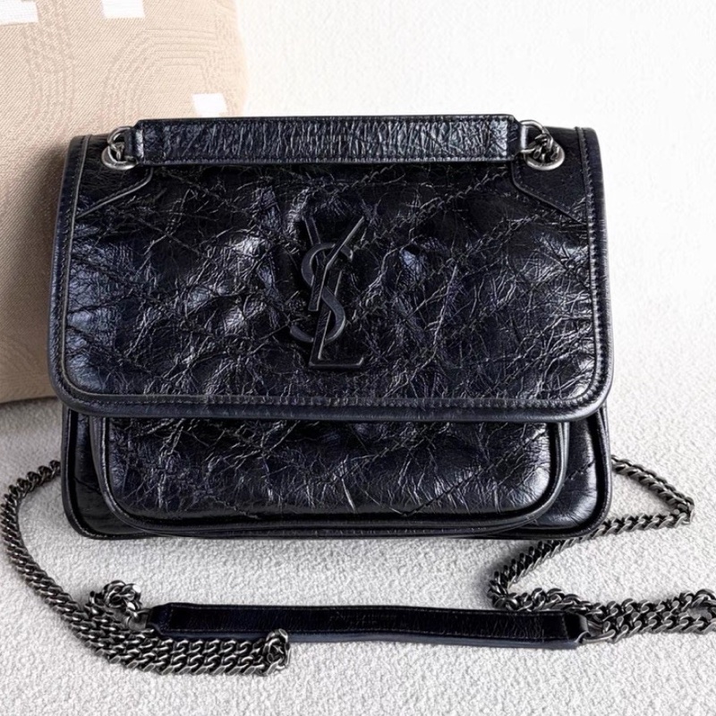 YSL聖羅蘭Niki小號🤵🏻‍♂️黑色 銀扣 🤵🏻‍♂️黑銀尺寸22*17*6-11