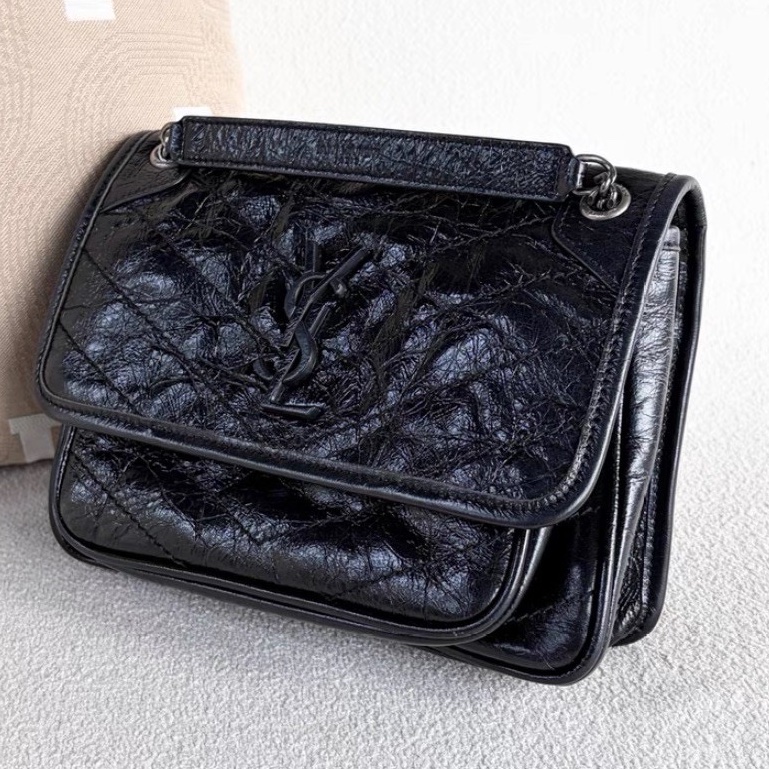 YSL聖羅蘭Niki小號🤵🏻‍♂️黑色 銀扣 🤵🏻‍♂️黑銀尺寸22*17*6-14