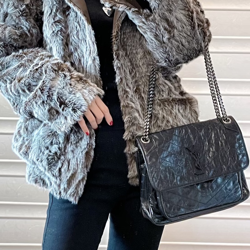 YSL聖羅蘭Niki小號🤵🏻‍♂️黑色 銀扣 🤵🏻‍♂️黑銀尺寸22*17*6-30