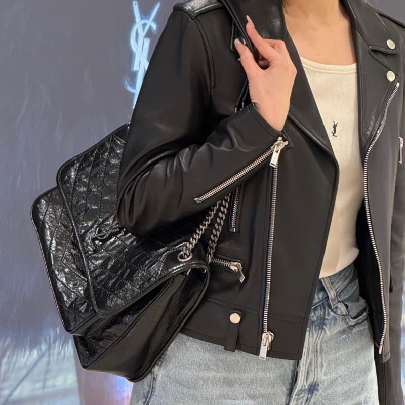 YSL聖羅蘭Niki小號🤵🏻‍♂️黑色 銀扣 🤵🏻‍♂️黑銀尺寸22*17*6-34