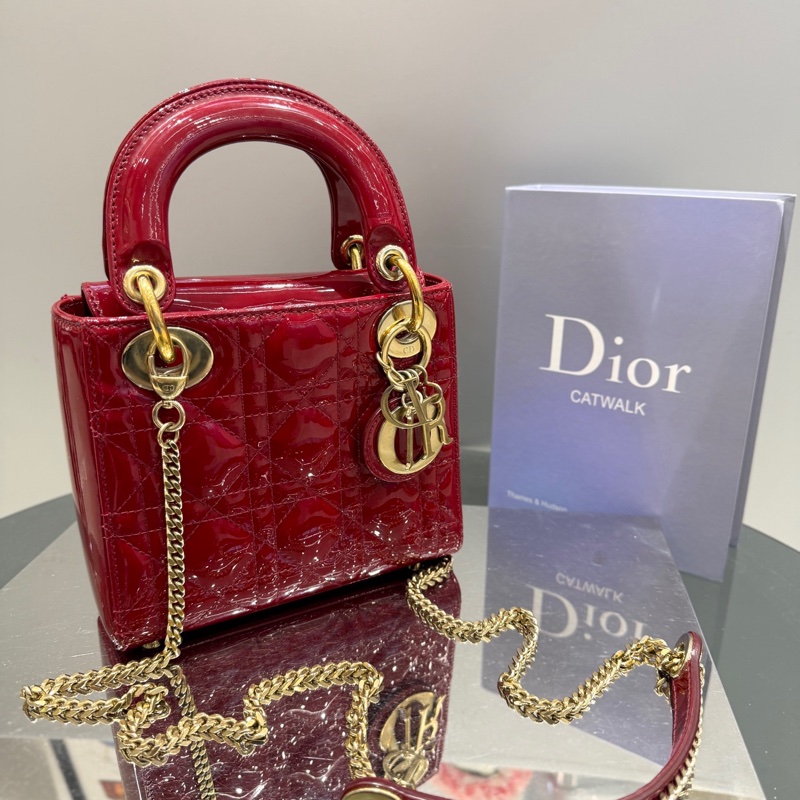 Dior迪奥 红色漆皮三格戴妃-0
