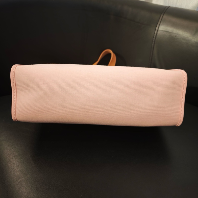 Hermes 愛馬仕 Herbag 粉色帆布拼皮銀扣子母包手提包單肩包-5