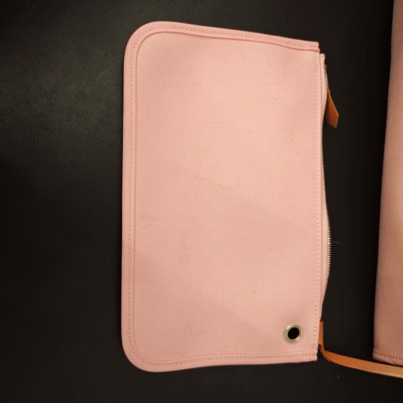 Hermes 愛馬仕 Herbag 粉色帆布拼皮銀扣子母包手提包單肩包-6