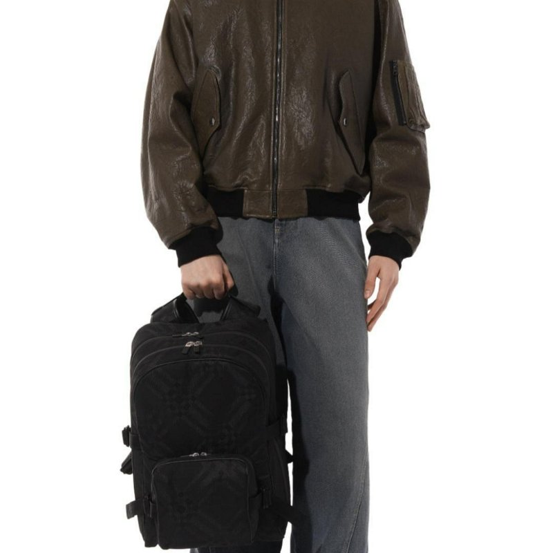 💎Han's house精品服飾💎 BURBERRY 尼龍 格紋 SHIELD 黑 後背 包 現貨 原價65000-3