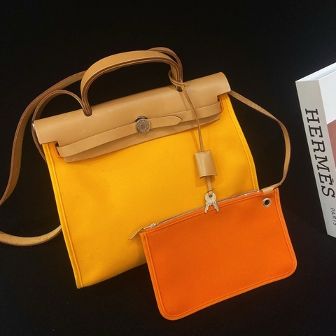 Hermes 愛馬仕 herbag 31 太陽黃拼愛馬仕橙