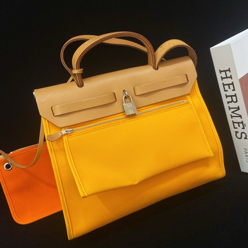 Hermes 愛馬仕 herbag 31 太陽黃拼愛馬仕橙-1