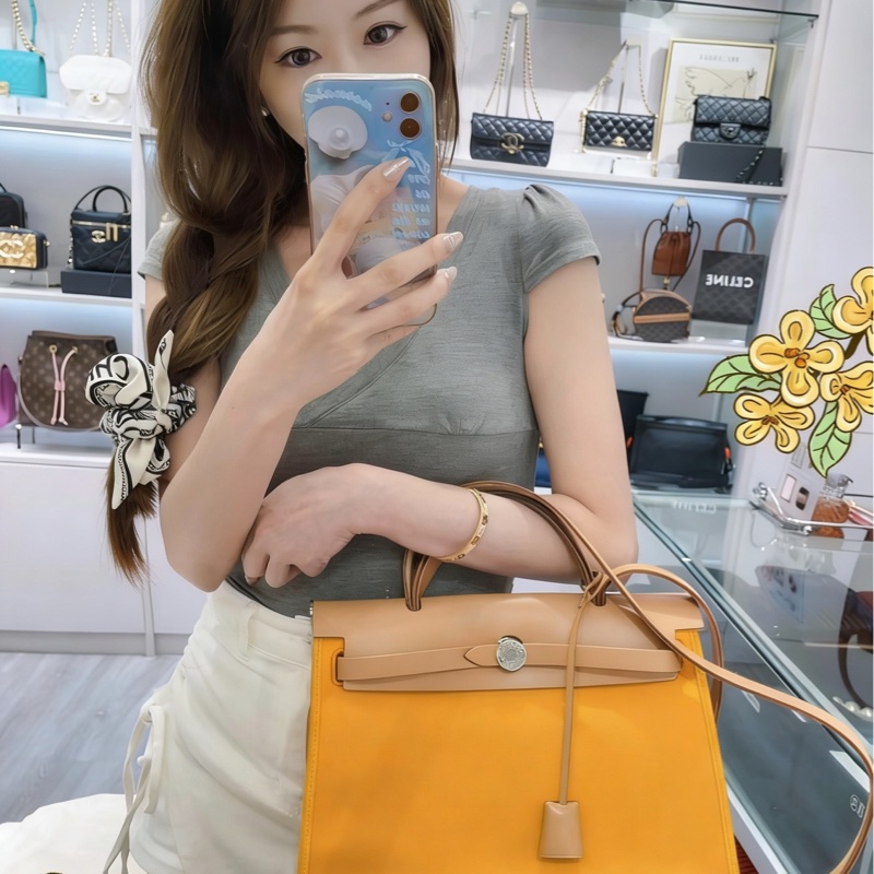 Hermes 愛馬仕 herbag 31 太陽黃拼愛馬仕橙-6