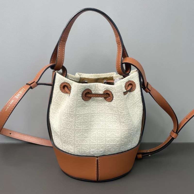 LOEWE Hammock 吊床包手提肩背斜背包米色拼棕色 14*19.5*10  98新肩帶 塵袋-8