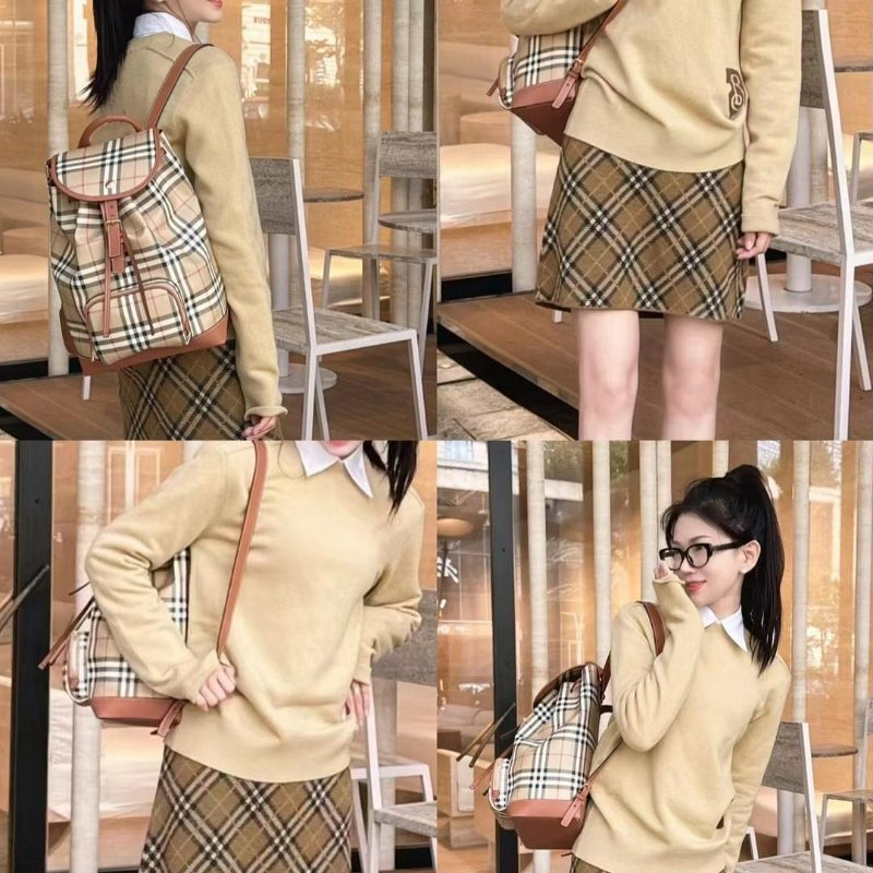 💎Han's house精品服飾💎 BURBERRY 格紋 後背 包 意大利製 現貨 原價60800-6