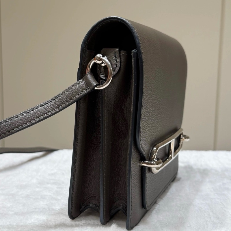 愛馬仕C6灰綠色銀扣evercolor皮Roulis豬鼻子18-2