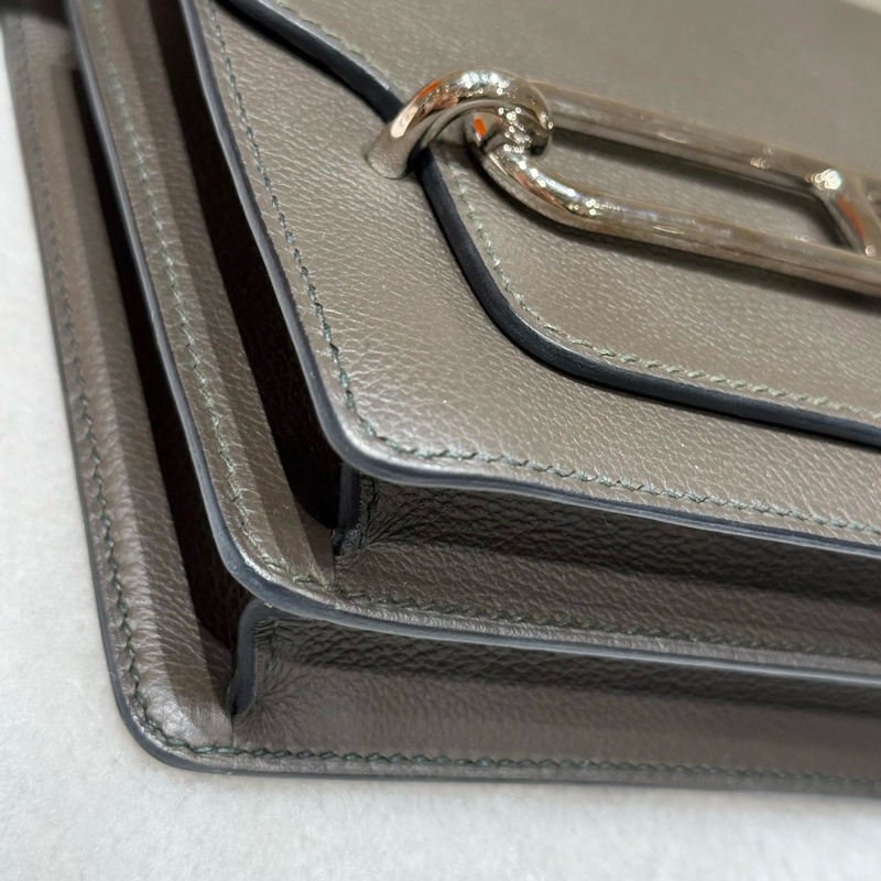 愛馬仕C6灰綠色銀扣evercolor皮Roulis豬鼻子18-6