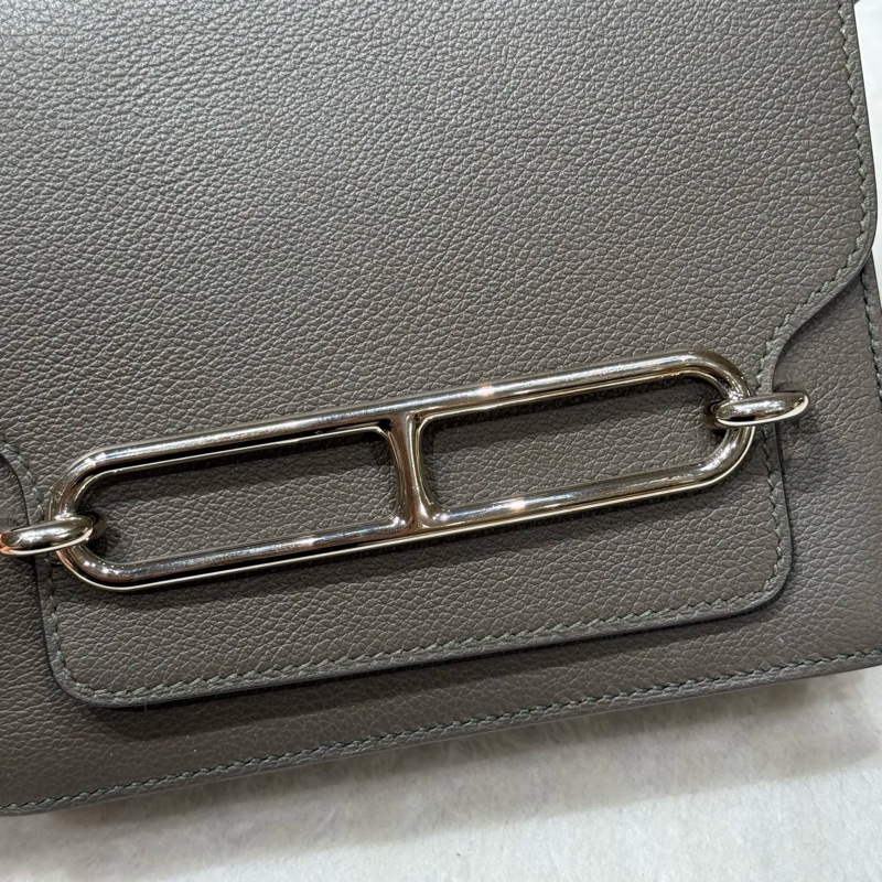 愛馬仕C6灰綠色銀扣evercolor皮Roulis豬鼻子18-8