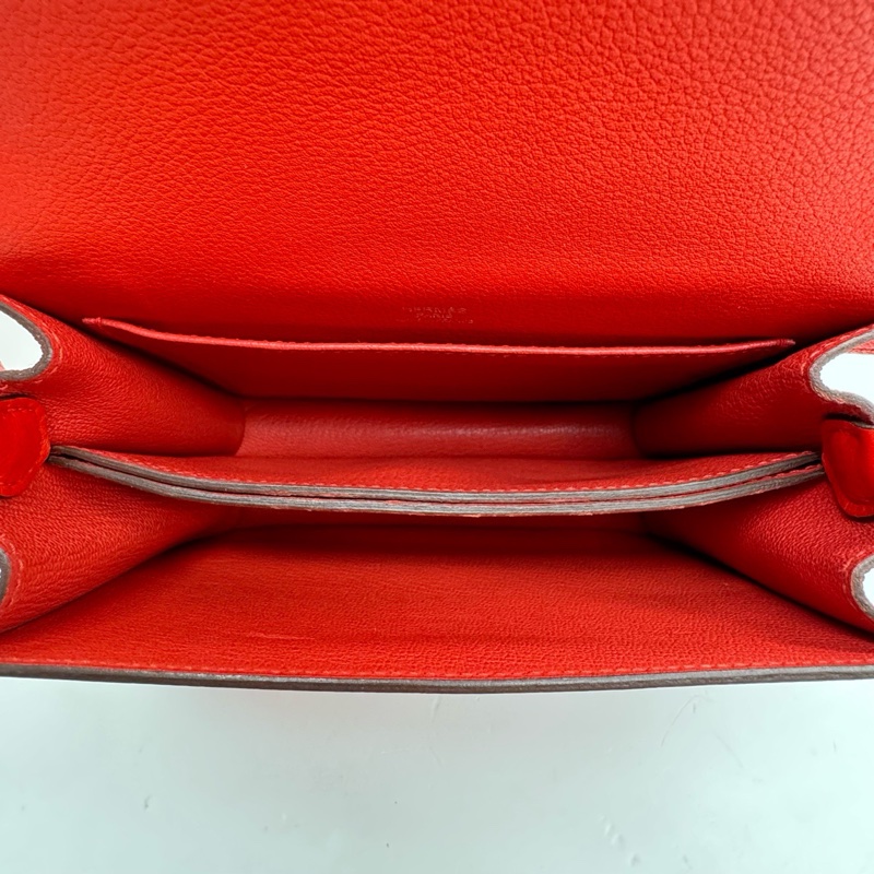 Hermes愛馬仕roulis mini番茄紅銀扣豬鼻子單肩斜挎包-8