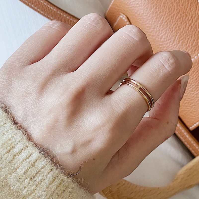 閒置 48碼 Hermes ariane 玫瑰金戒指-0