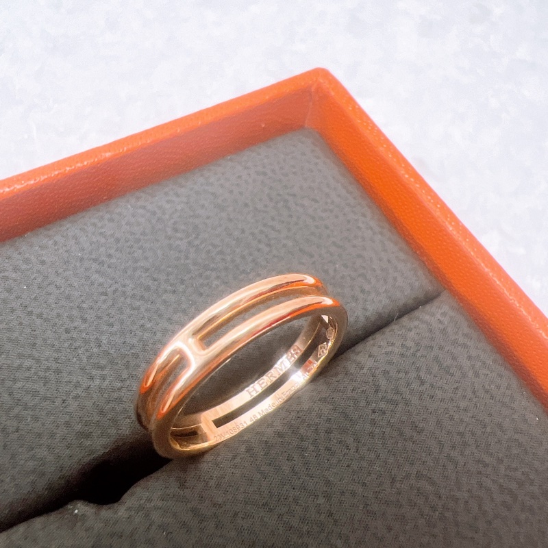閒置 48碼 Hermes ariane 玫瑰金戒指-3