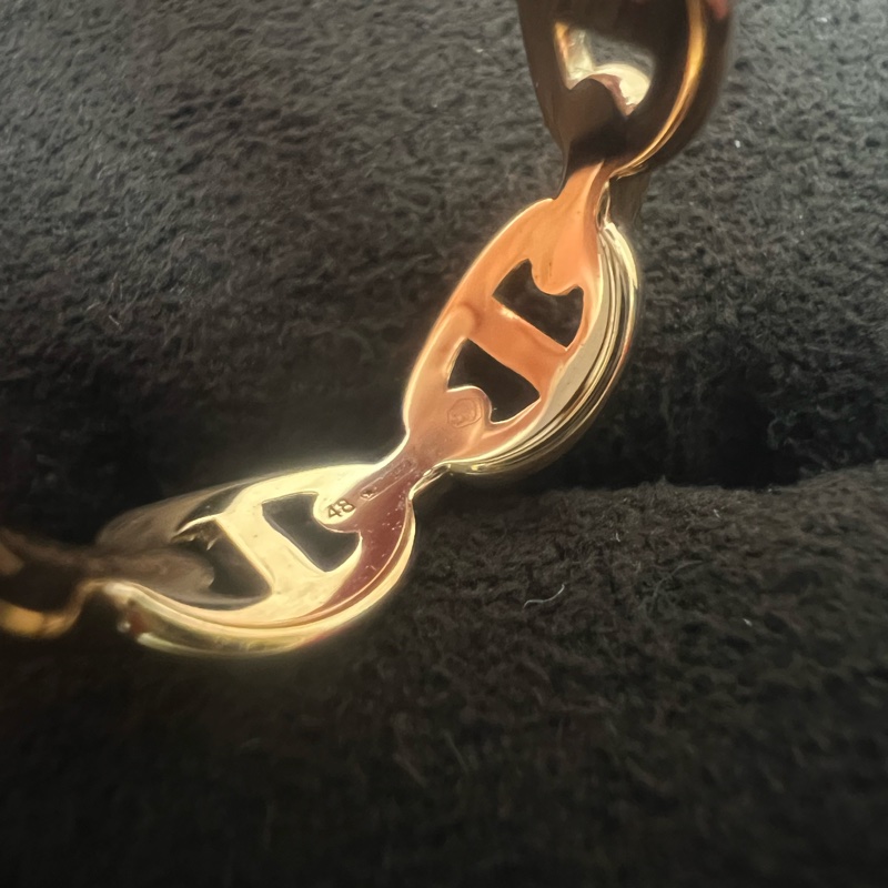 閒置 48碼 Hermes chaine d‘ancre enchainee 豬鼻玫瑰金戒指-4