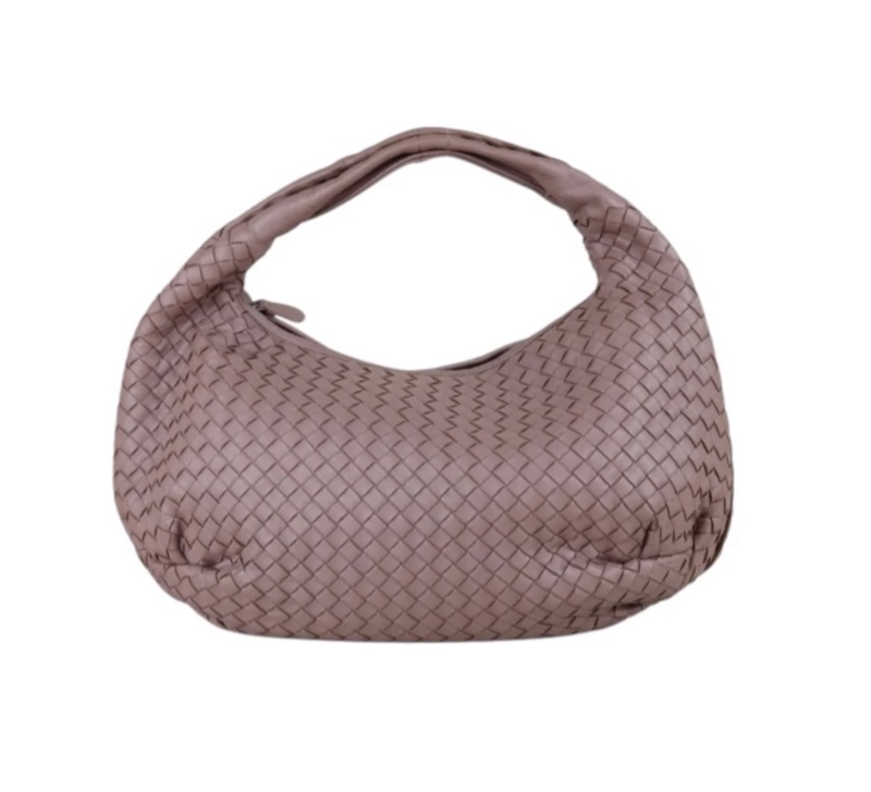 「JL精品代購」98新 BV 羊皮編織和尚包 乾燥玫瑰色-3