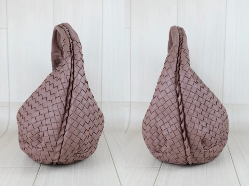 「JL精品代購」98新 BV 羊皮編織和尚包 乾燥玫瑰色-5