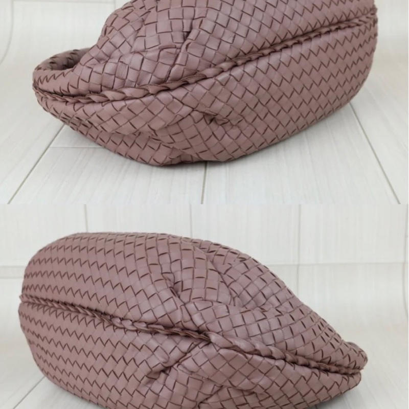 「JL精品代購」98新 BV 羊皮編織和尚包 乾燥玫瑰色-8