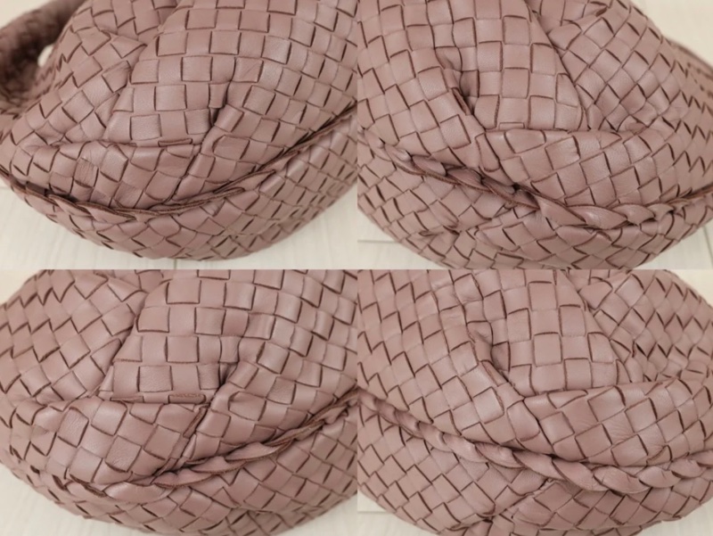 「JL精品代購」98新 BV 羊皮編織和尚包 乾燥玫瑰色-9