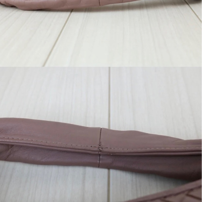 「JL精品代購」98新 BV 羊皮編織和尚包 乾燥玫瑰色-11