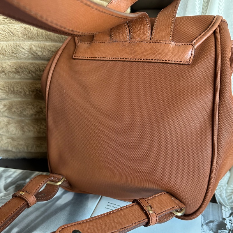 博柏利  後背包 帆布後背包 雙肩包 駝色 中古 復古  中古 復古 古董包  vintage burberry backpack-4