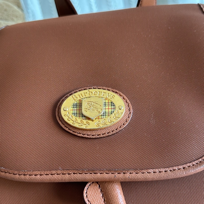 博柏利  後背包 帆布後背包 雙肩包 駝色 中古 復古  中古 復古 古董包  vintage burberry backpack-7