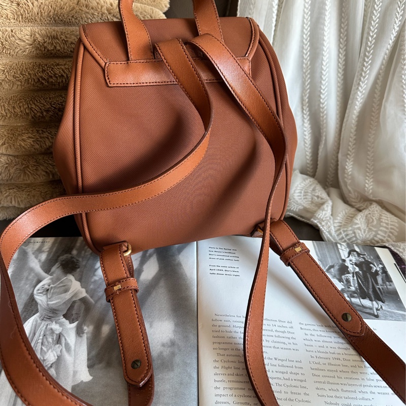 博柏利  後背包 帆布後背包 雙肩包 駝色 中古 復古  中古 復古 古董包  vintage burberry backpack-8