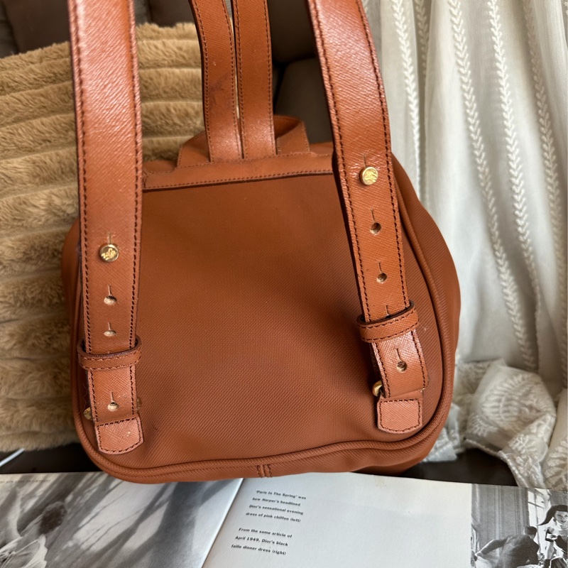 博柏利  後背包 帆布後背包 雙肩包 駝色 中古 復古  中古 復古 古董包  vintage burberry backpack-9