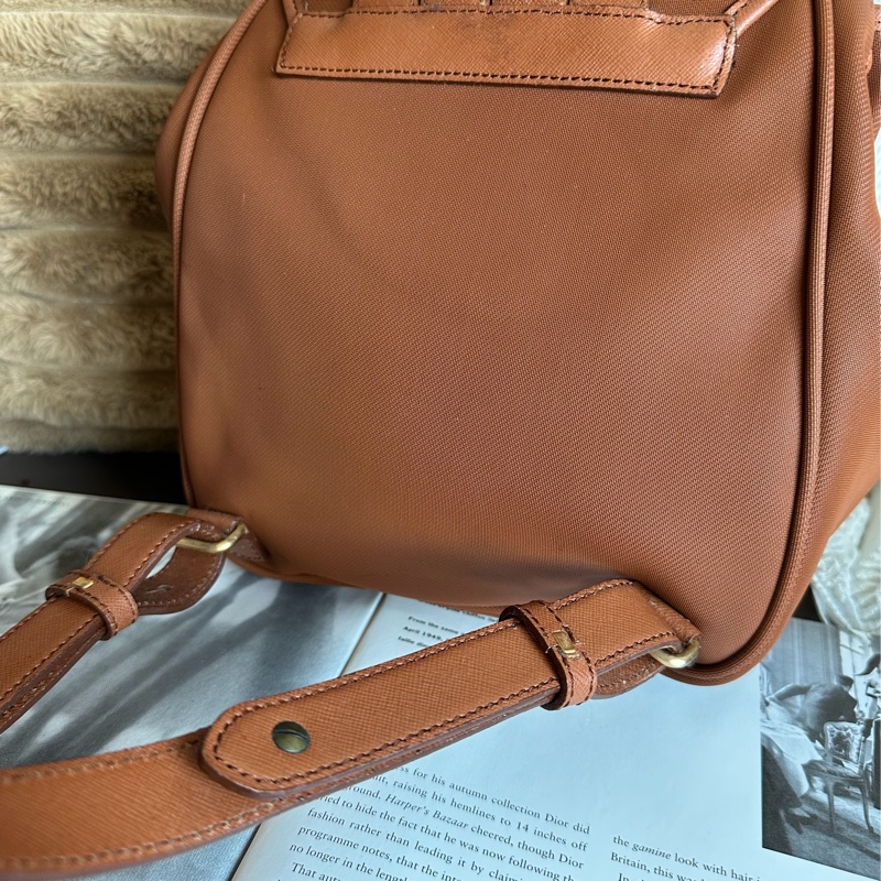 博柏利  後背包 帆布後背包 雙肩包 駝色 中古 復古  中古 復古 古董包  vintage burberry backpack-11