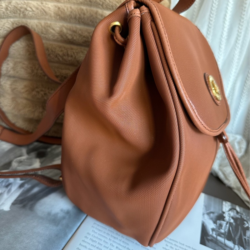 博柏利  後背包 帆布後背包 雙肩包 駝色 中古 復古  中古 復古 古董包  vintage burberry backpack-18