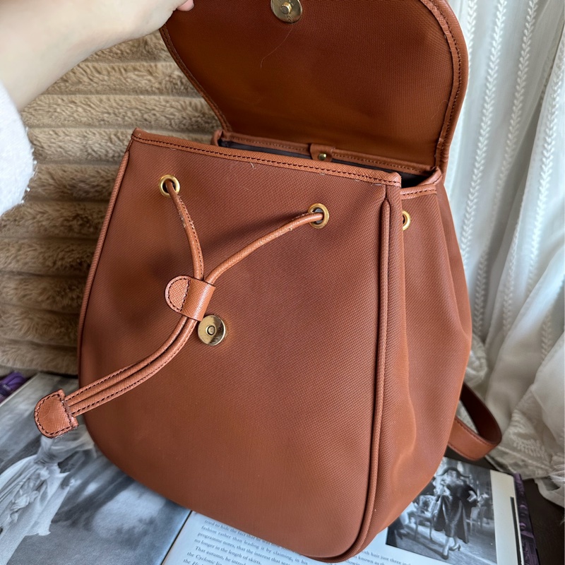 博柏利  後背包 帆布後背包 雙肩包 駝色 中古 復古  中古 復古 古董包  vintage burberry backpack-23