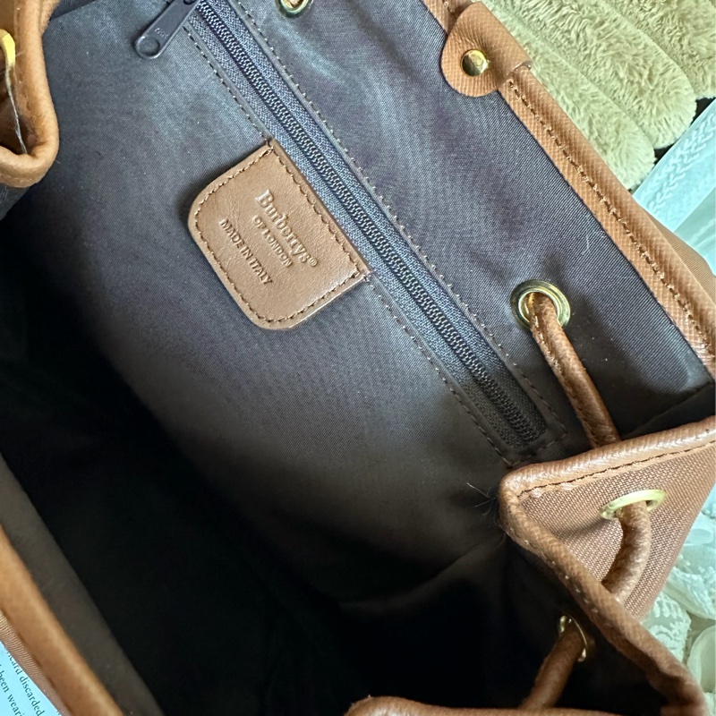 博柏利  後背包 帆布後背包 雙肩包 駝色 中古 復古  中古 復古 古董包  vintage burberry backpack-25