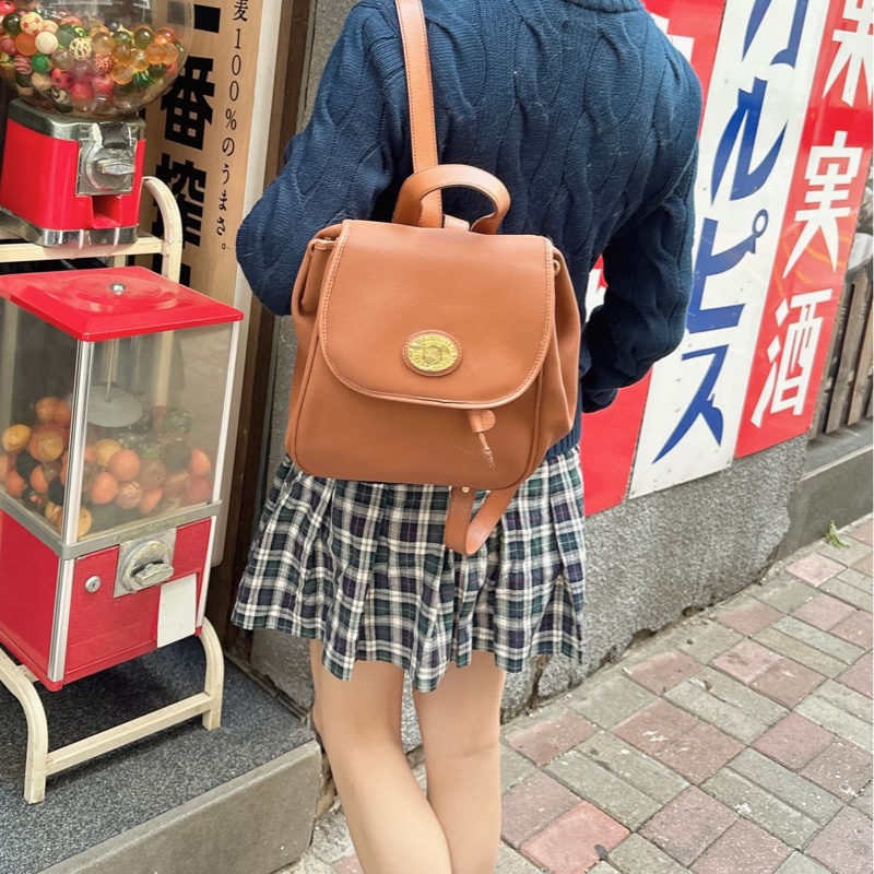 博柏利  後背包 帆布後背包 雙肩包 駝色 中古 復古  中古 復古 古董包  vintage burberry backpack-5