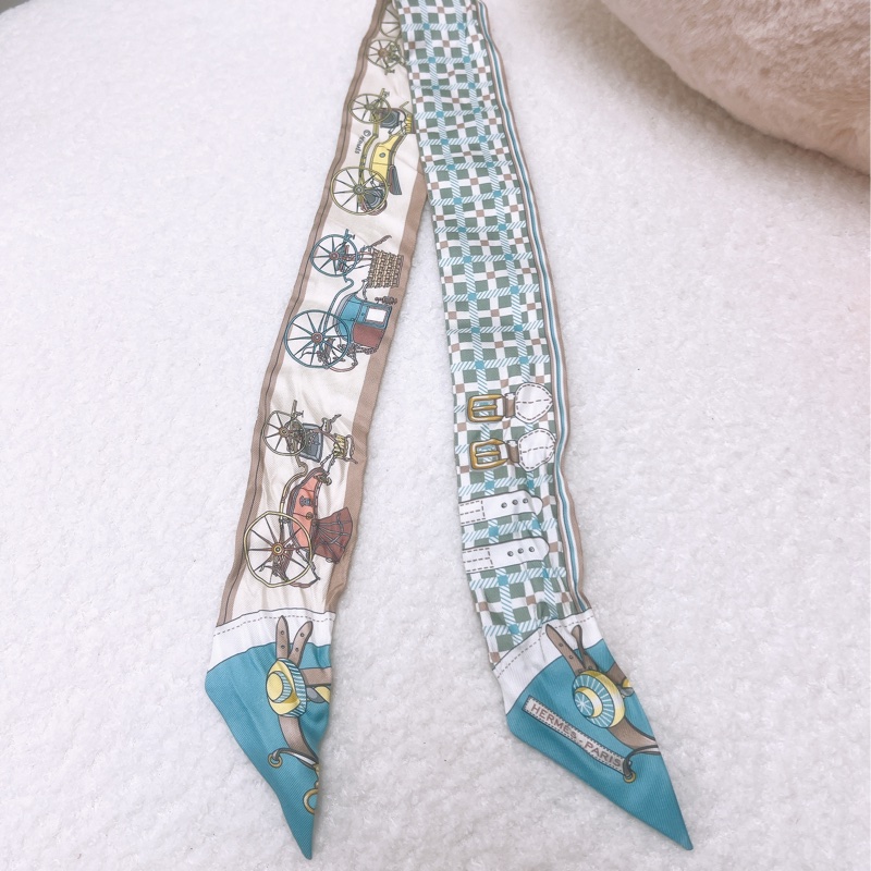 Hermes twilly 藍白包包絲巾 les voitures nouvelle-4