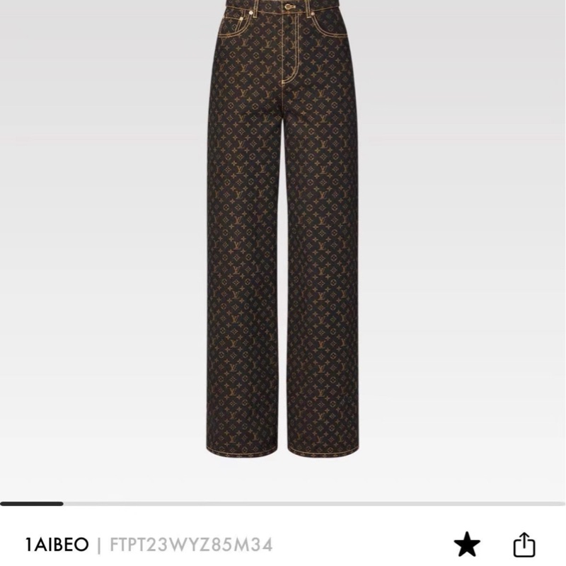 LV 路易威登 25ss最新款黑金老花阔腿牛仔裤-6