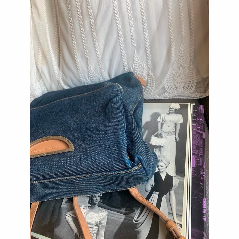 迪奧 背包 後背包 後背包 雙肩包 丹寧 中古  中古包背囊 牛仔 牛仔布 vintage dior malice pearl denim backpack-10
