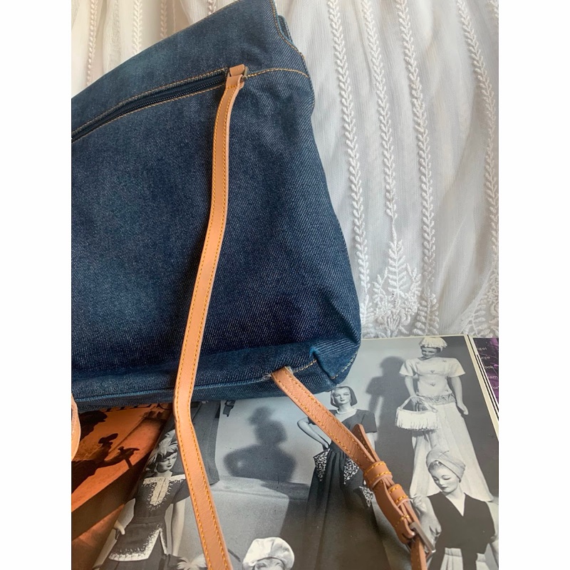 迪奧 背包 後背包 後背包 雙肩包 丹寧 中古  中古包背囊 牛仔 牛仔布 vintage dior malice pearl denim backpack-11