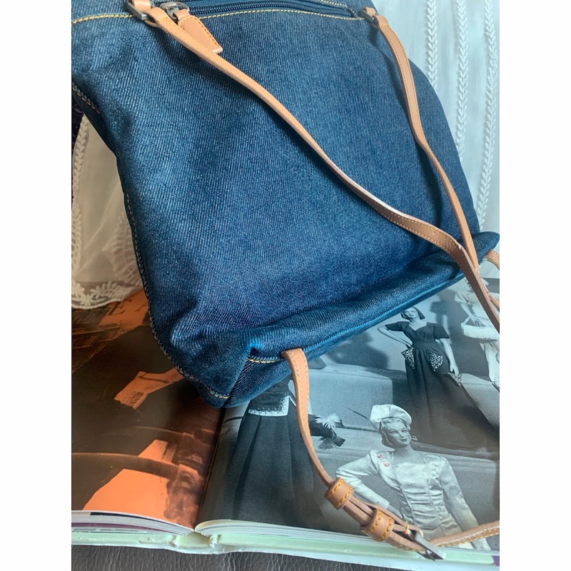 迪奧 背包 後背包 後背包 雙肩包 丹寧 中古  中古包背囊 牛仔 牛仔布 vintage dior malice pearl denim backpack-12