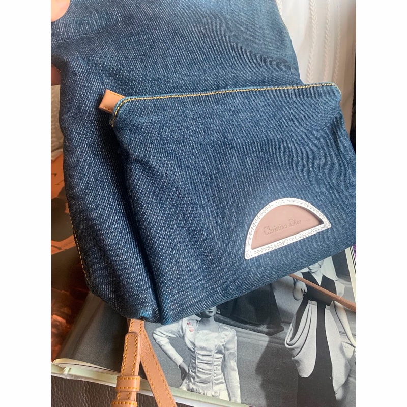 迪奧 背包 後背包 後背包 雙肩包 丹寧 中古  中古包背囊 牛仔 牛仔布 vintage dior malice pearl denim backpack-13
