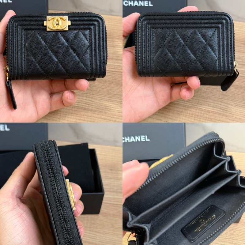 💎Han's house精品服飾💎CHANEL香奈兒 Boy系列經典荔紋牛皮零錢包-0