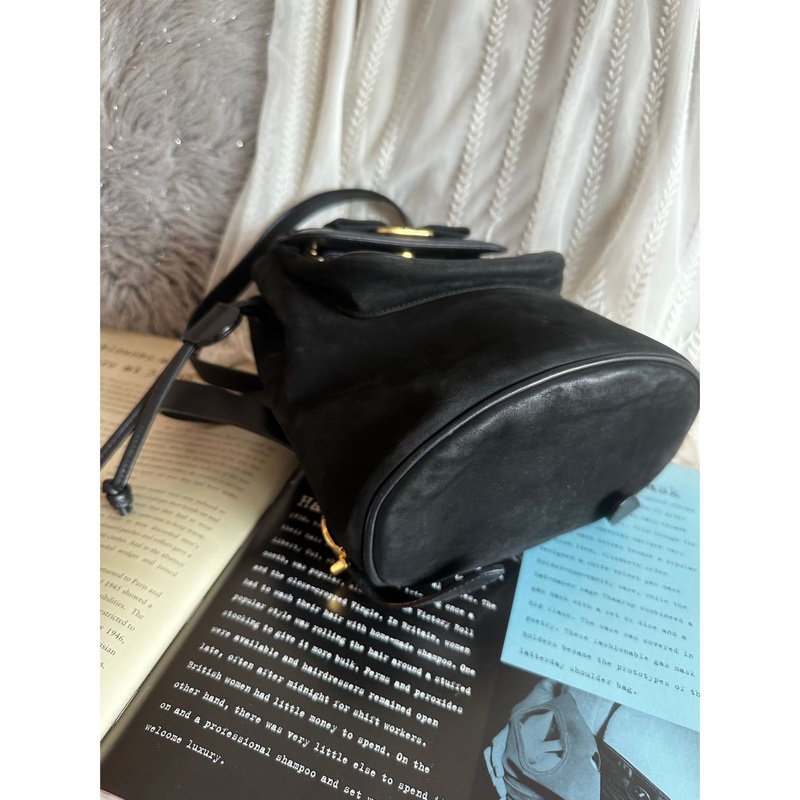 菲拉格慕 背包 後背包 後背包 雙肩包 黑色 黑色皮革 中古 中古包背囊 蝴蝶結 vintage ferragamo bow black suede /calf leather backpack-15