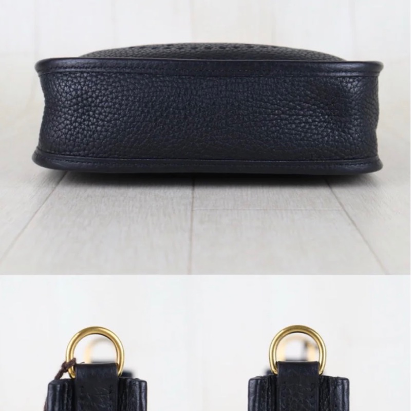 「JL精品代購」98新 Hermes 愛馬仕 黑金mini Evelyne-4