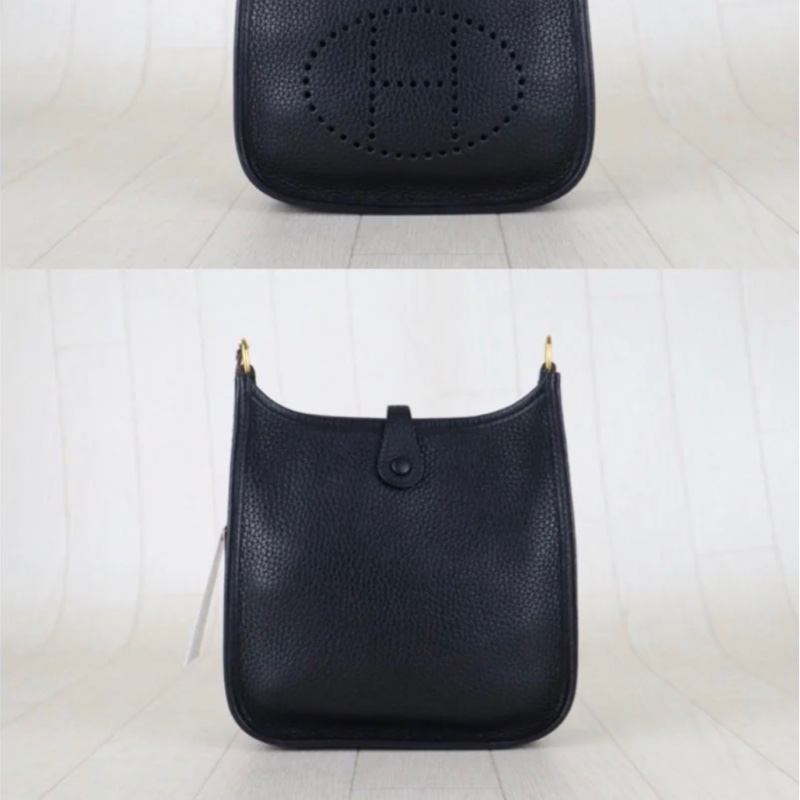 「JL精品代購」98新 Hermes 愛馬仕 黑金mini Evelyne-9