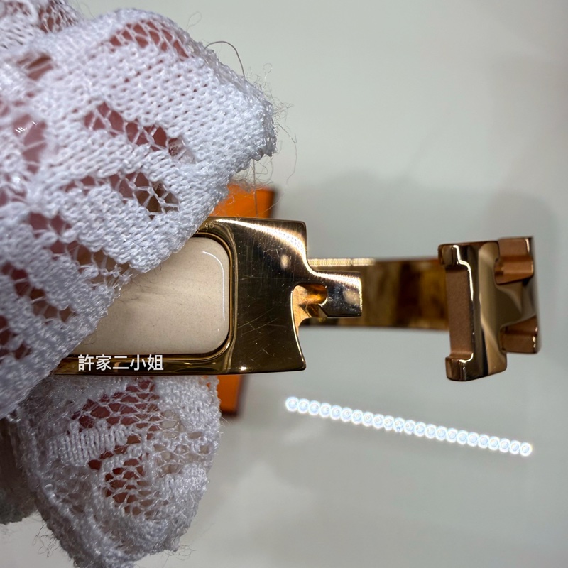 Hermes 97.98新 奶油色/玫瑰金 Clic H 手環-9