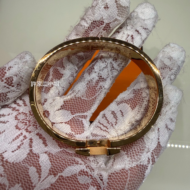 Hermes 97.98新 奶油色/玫瑰金 Clic H 手環-12