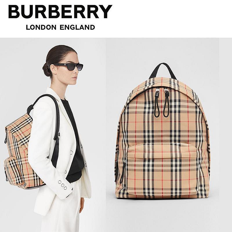 💎Han's house精品服飾💎BURBERRY 格紋 後背 包 80161061 30×14×42 現貨 原價46500-3