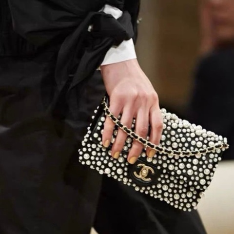 Chanel 珍珠cf woc信封包 鏈條包斜背包19x13cm 99新配件塵袋 保卡