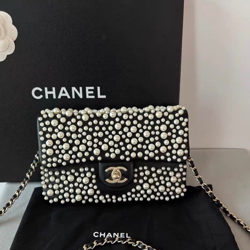 Chanel 珍珠cf woc信封包 鏈條包斜背包19x13cm 99新配件塵袋 保卡-1
